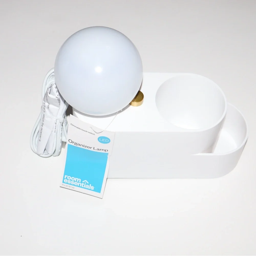 Room Essentials White Organizer Lamp Desk Clutter NWT Office Caddy Holder Shine